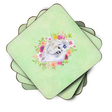 Load image into Gallery viewer, Maltese Green Flowers Coasters - Set of 4 Lightweight Foam, Absorbent Drink Coasters  CK4319FC