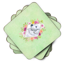 Load image into Gallery viewer, Great Pyrenees Green Flowers Coasters - Set of 4 Lightweight Foam, Absorbent Drink Coasters  CK4320FC