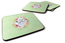 Load image into Gallery viewer, Great Pyrenees Green Flowers Coasters - Set of 4 Lightweight Foam, Absorbent Drink Coasters  CK4320FC