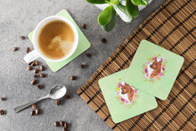 Load image into Gallery viewer, Miniature Pinscher Green Flowers Coasters - Set of 4 Lightweight Foam, Absorbent Drink Coasters  CK4321FC