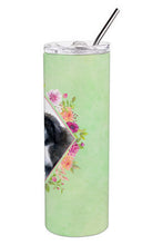 Load image into Gallery viewer, Newfoundland Puppy Green Flowers Double Walled Stainless Steel 20 oz Skinny Tumbler CK4324TBL20