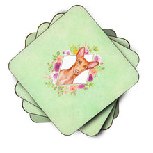 Load image into Gallery viewer, Pharaoh Hound Green Flowers Coasters - Set of 4 Lightweight Foam, Absorbent Drink Coasters  CK4328FC