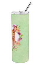 Load image into Gallery viewer, Pharaoh Hound Green Flowers Double Walled Stainless Steel 20 oz Skinny Tumbler CK4328TBL20