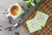 Load image into Gallery viewer, Standard White Poodle Green Flowers Coasters - Set of 4 Lightweight Foam, Absorbent Drink Coasters  CK4331FC