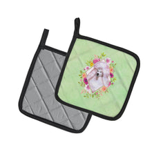 Load image into Gallery viewer, Standard White Poodle Green Flowers Pot Holders - Set of 2 - Heat-Resistant Kitchen Essentials CK4331PTHD