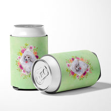 Load image into Gallery viewer, White Mini Poodle Green Flowers Can or Bottle Hugger CK4332CC