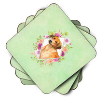 Load image into Gallery viewer, Rhodesian Ridgeback Green Flowers Coasters - Set of 4 Lightweight Foam, Absorbent Drink Coasters  CK4335FC