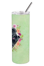Load image into Gallery viewer, Giant Schnauzer Green Flowers Double Walled Stainless Steel 20 oz Skinny Tumbler CK4338TBL20