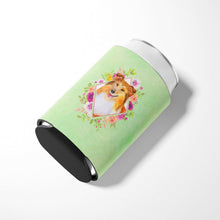 Load image into Gallery viewer, Sheltie Shetland Sheepdog Green Flowers Can or Bottle Hugger CK4342CC