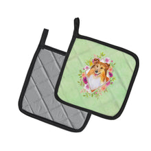 Load image into Gallery viewer, Sheltie Shetland Sheepdog Green Flowers Pot Holders - Set of 2 - Heat-Resistant Kitchen Essentials CK4342PTHD