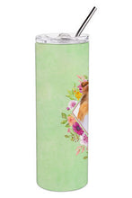 Load image into Gallery viewer, Sheltie Shetland Sheepdog Green Flowers Double Walled Stainless Steel 20 oz Skinny Tumbler CK4342TBL20