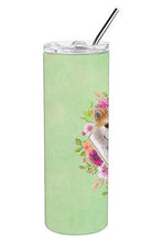Load image into Gallery viewer, Shiba Inu Green Flowers Double Walled Stainless Steel 20 oz Skinny Tumbler CK4343TBL20