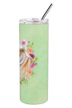 Load image into Gallery viewer, Shiba Inu Green Flowers Double Walled Stainless Steel 20 oz Skinny Tumbler CK4343TBL20
