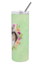 Load image into Gallery viewer, Shih Tzu Green Flowers Double Walled Stainless Steel 20 oz Skinny Tumbler CK4344TBL20