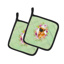 Load image into Gallery viewer, Brabant Griffon Green Flowers Pot Holders - Set of 2 - Heat-Resistant Kitchen Essentials CK4345PTHD
