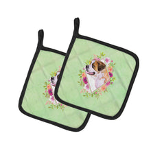 Load image into Gallery viewer, Saint Bernard #1 Green Flowers Pot Holders - Set of 2 - Heat-Resistant Kitchen Essentials CK4346PTHD