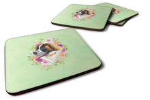 Load image into Gallery viewer, Saint Bernard #2 Green Flowers Coasters - Set of 4 Lightweight Foam, Absorbent Drink Coasters  CK4347FC