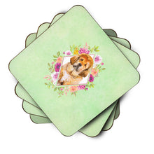 Load image into Gallery viewer, Tibetian Mastiff Puppy Green Flowers Coasters - Set of 4 Lightweight Foam, Absorbent Drink Coasters  CK4349FC