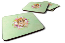 Load image into Gallery viewer, Tibetian Mastiff Puppy Green Flowers Coasters - Set of 4 Lightweight Foam, Absorbent Drink Coasters  CK4349FC