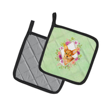 Load image into Gallery viewer, Toy Terrier Green Flowers Pot Holders - Set of 2 - Heat-Resistant Kitchen Essentials CK4350PTHD