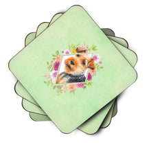 Load image into Gallery viewer, Welsh Terrier Green Flowers Coasters - Set of 4 Lightweight Foam, Absorbent Drink Coasters  CK4352FC