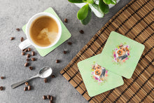 Load image into Gallery viewer, Welsh Terrier Green Flowers Coasters - Set of 4 Lightweight Foam, Absorbent Drink Coasters  CK4352FC