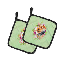 Load image into Gallery viewer, Welsh Terrier Green Flowers Pot Holders - Set of 2 - Heat-Resistant Kitchen Essentials CK4352PTHD