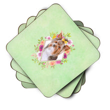 Load image into Gallery viewer, Yorkshire Terrier #1 Green Flowers Coasters - Set of 4 Lightweight Foam, Absorbent Drink Coasters  CK4354FC