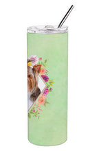 Load image into Gallery viewer, Yorkshire Terrier #1 Green Flowers Double Walled Stainless Steel 20 oz Skinny Tumbler CK4354TBL20