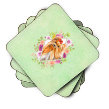 Load image into Gallery viewer, Yorkshire Terrier #2 Green Flowers Coasters - Set of 4 Lightweight Foam, Absorbent Drink Coasters  CK4355FC