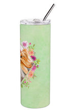Load image into Gallery viewer, Yorkshire Terrier #2 Green Flowers Double Walled Stainless Steel 20 oz Skinny Tumbler CK4355TBL20