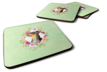 Load image into Gallery viewer, Black Miniature Pinscher Green Flowers Coasters - Set of 4 Lightweight Foam, Absorbent Drink Coasters  CK4356FC