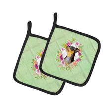Load image into Gallery viewer, Black Miniature Pinscher Green Flowers Pot Holders - Set of 2 - Heat-Resistant Kitchen Essentials CK4356PTHD