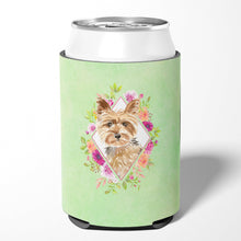Load image into Gallery viewer, Yorkie Green Flowers Can or Bottle Hugger CK4357CC