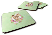 Load image into Gallery viewer, Yorkie Green Flowers Coasters - Set of 4 Lightweight Foam, Absorbent Drink Coasters  CK4357FC
