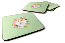 Load image into Gallery viewer, Fox Terrier Green Flowers Coasters - Set of 4 Lightweight Foam, Absorbent Drink Coasters  CK4359FC