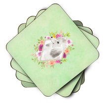Load image into Gallery viewer, White Standard Poodle Green Flowers Coasters - Set of 4 Lightweight Foam, Absorbent Drink Coasters  CK4360FC
