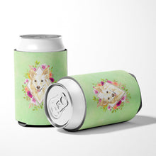 Load image into Gallery viewer, White Collie Green Flowers Can or Bottle Hugger CK4361CC