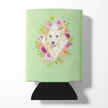Load image into Gallery viewer, White Collie Green Flowers Can or Bottle Hugger CK4361CC