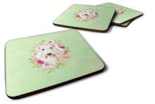 Load image into Gallery viewer, Wheaten Terrier Green Flowers Coasters - Set of 4 Lightweight Foam, Absorbent Drink Coasters  CK4362FC