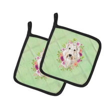 Load image into Gallery viewer, Wheaten Terrier Green Flowers Pot Holders - Set of 2 - Heat-Resistant Kitchen Essentials CK4362PTHD