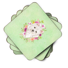Load image into Gallery viewer, Westie  Green Flowers Coasters - Set of 4 Lightweight Foam, Absorbent Drink Coasters  CK4363FC
