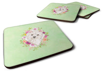 Load image into Gallery viewer, Westie  Green Flowers Coasters - Set of 4 Lightweight Foam, Absorbent Drink Coasters  CK4363FC