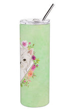 Load image into Gallery viewer, Westie  Green Flowers Double Walled Stainless Steel 20 oz Skinny Tumbler CK4363TBL20