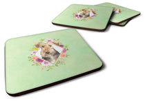 Load image into Gallery viewer, Airedale Terrier Green Flowers Coasters - Set of 4 Lightweight Foam, Absorbent Drink Coasters  CK4364FC