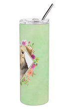 Load image into Gallery viewer, Airedale Terrier Green Flowers Double Walled Stainless Steel 20 oz Skinny Tumbler CK4364TBL20