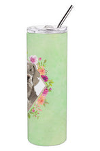 Load image into Gallery viewer, Weimaraner Green Flowers Double Walled Stainless Steel 20 oz Skinny Tumbler CK4365TBL20