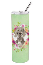 Load image into Gallery viewer, Weimaraner Green Flowers Double Walled Stainless Steel 20 oz Skinny Tumbler CK4365TBL20