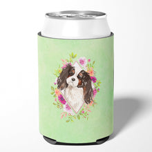 Load image into Gallery viewer, Tricolor Cavalier Spaniel Green Flowers Can or Bottle Hugger CK4366CC