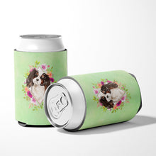 Load image into Gallery viewer, Tricolor Cavalier Spaniel Green Flowers Can or Bottle Hugger CK4366CC